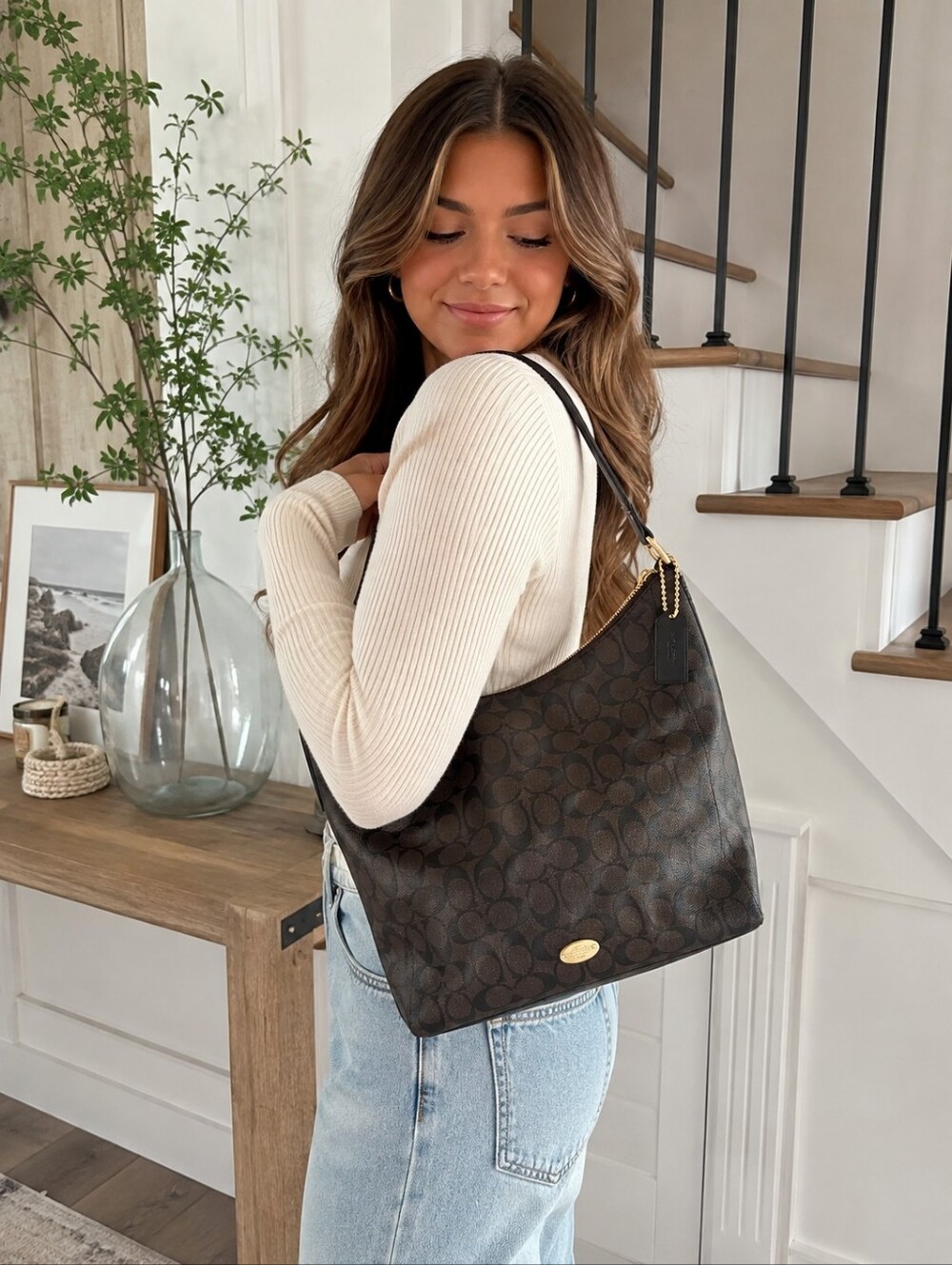 Coach Signature Celeste Convertible Hobo Bag
